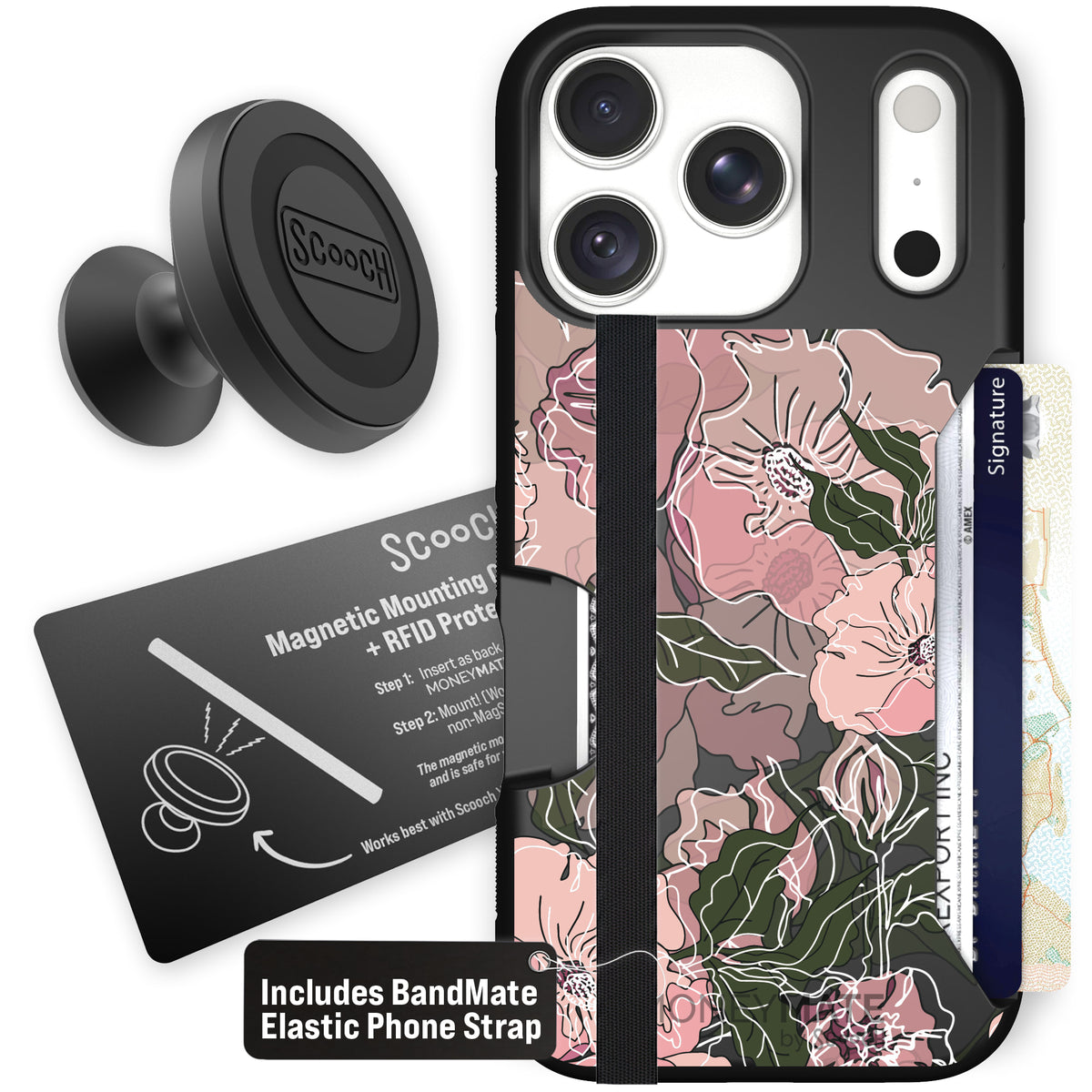 Moneymate Blush Botanical for iPhone 18 Pro — Starter Bundle