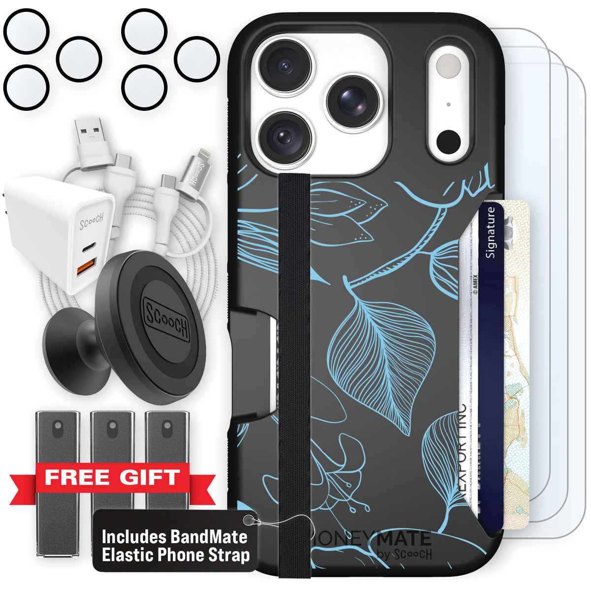 Moneymate Blue Hibiscus for iPhone 18 Pro — Ultimate Bundle