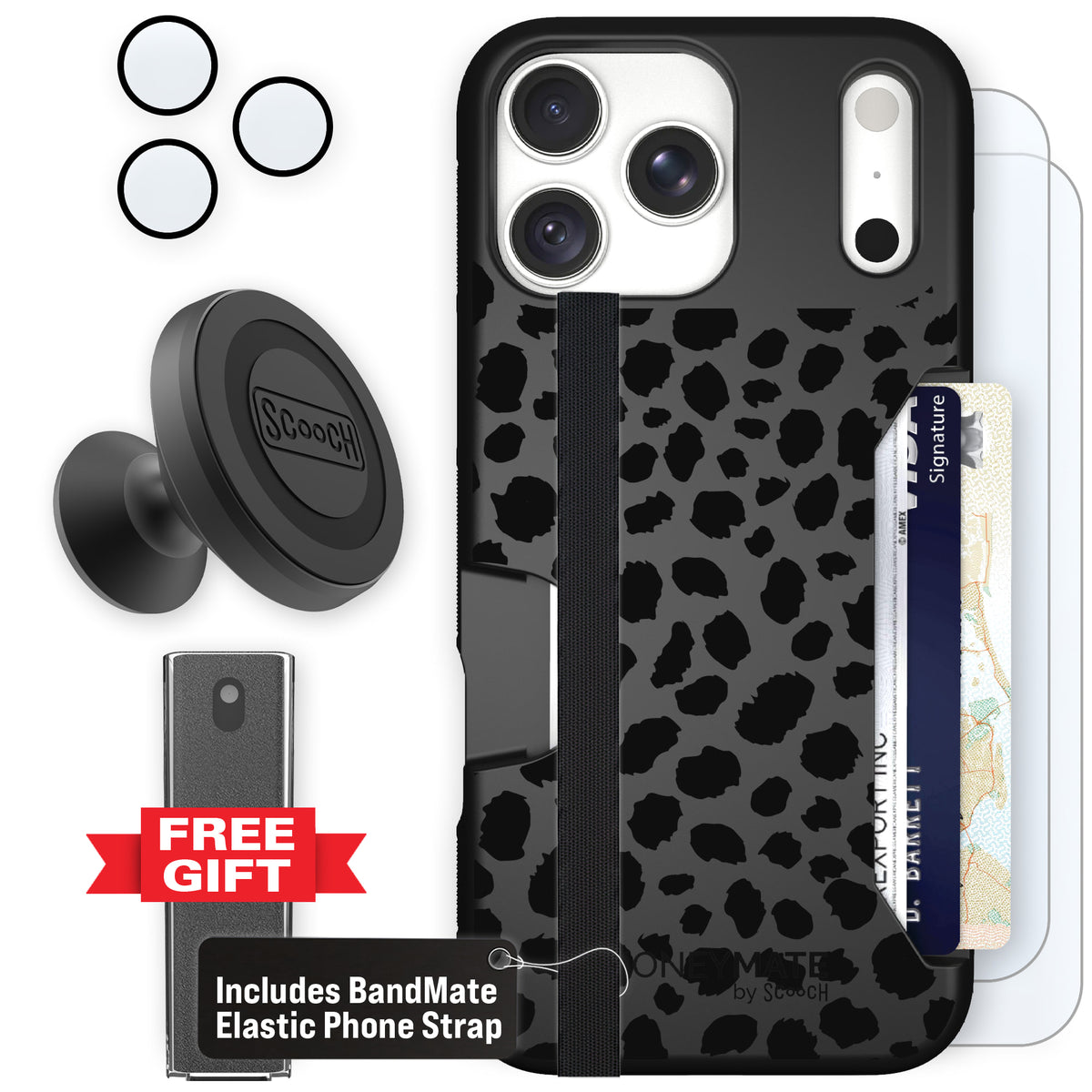 Moneymate Black Leopard for iPhone 18 Pro Max — Defender Bundle