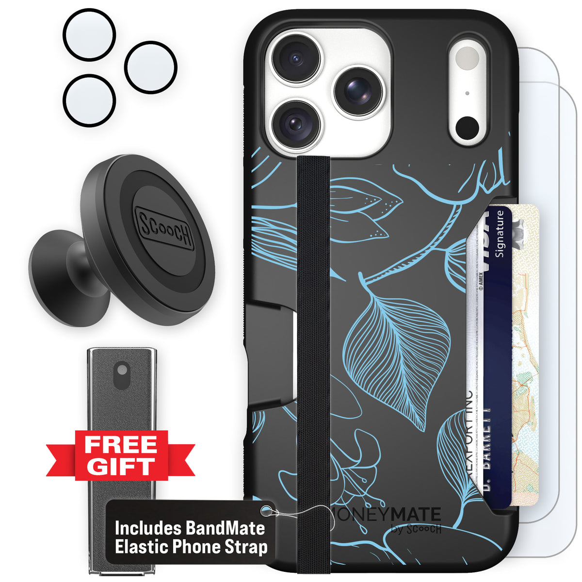 Moneymate Blue Hibiscus for iPhone 18 Pro Max — Defender Bundle