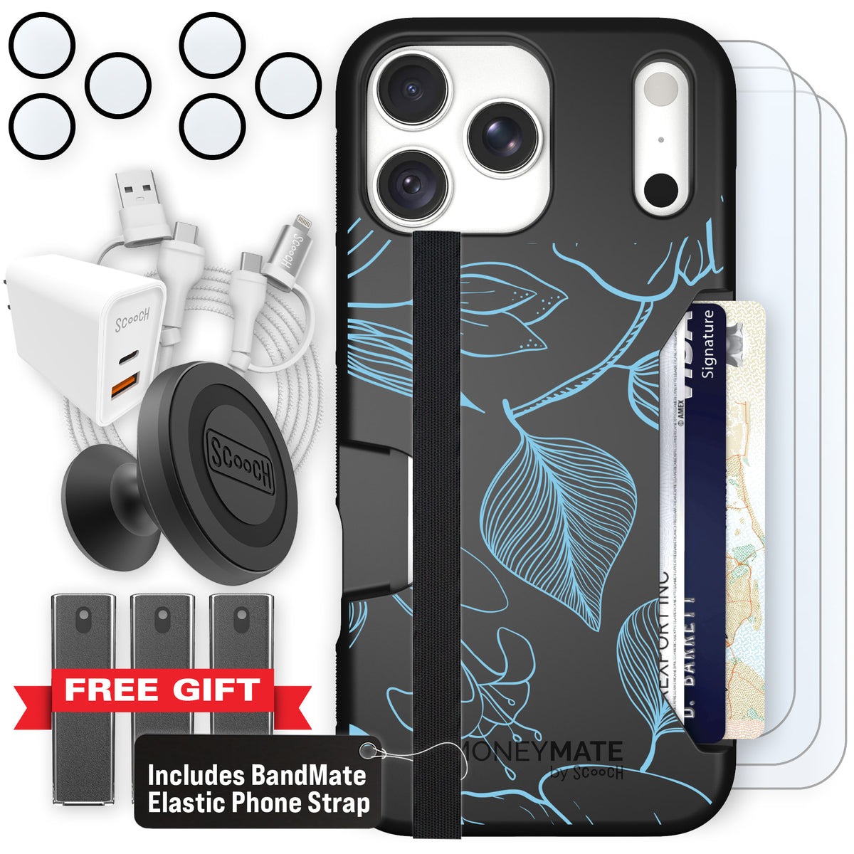 Moneymate Blue Hibiscus for iPhone 18 Pro Max — Ultimate Bundle