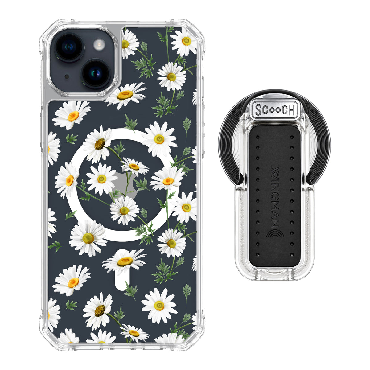 MagCase Daisies for iPhone 15 Plus with Clear Wingback for MagSafe
