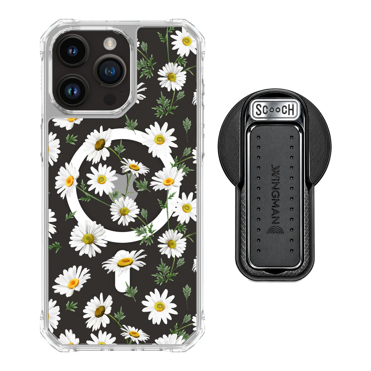 MagCase Daisies for iPhone 15 Pro Max with Black Wingback for MagSafe