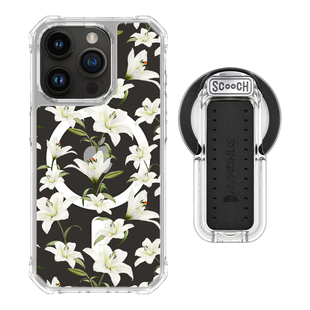 MagCase Lilies for iPhone 15 Pro with Clear Wingback for MagSafe