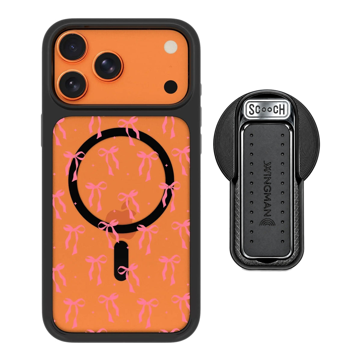 MagCase Pink Bows for iPhone 17 Pro Max with Black Wingback for MagSafe