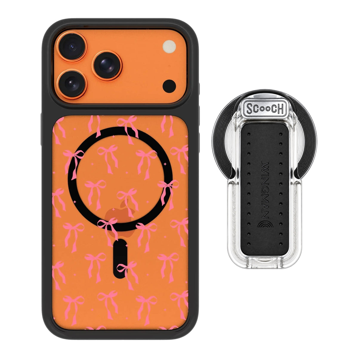 MagCase Pink Bows for iPhone 17 Pro Max with Clear Wingback for MagSafe