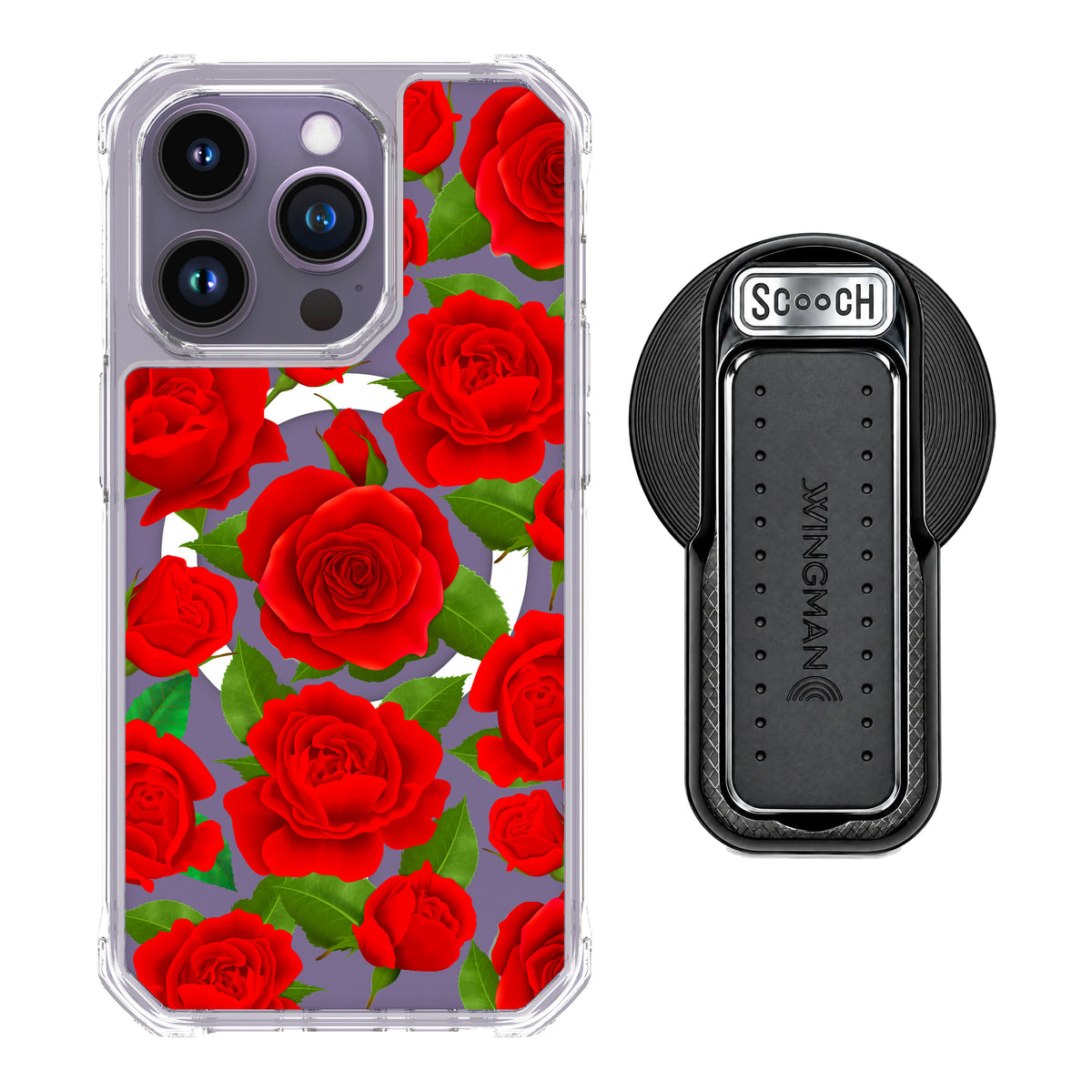 MagCase Rose Garden for iPhone 14 Pro with Black Wingback for MagSafe