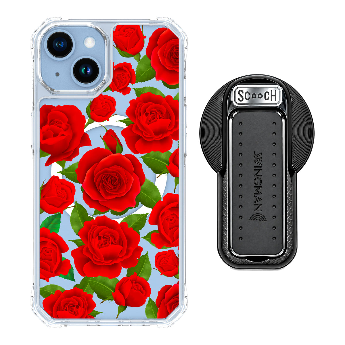 MagCase Rose Garden for iPhone 14 with Black Wingback for MagSafe