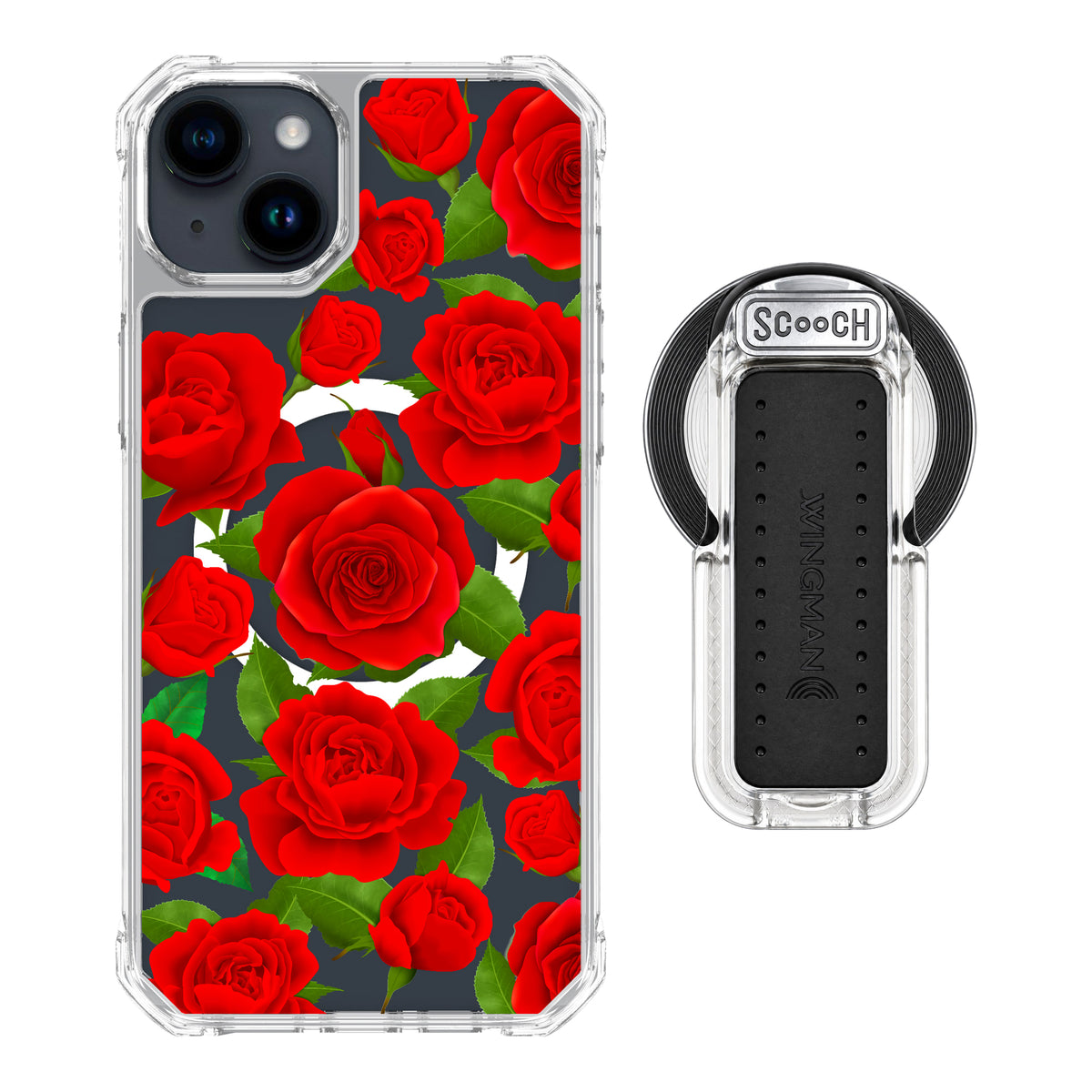 MagCase Rose Garden for iPhone 15 Plus with Clear Wingback for MagSafe
