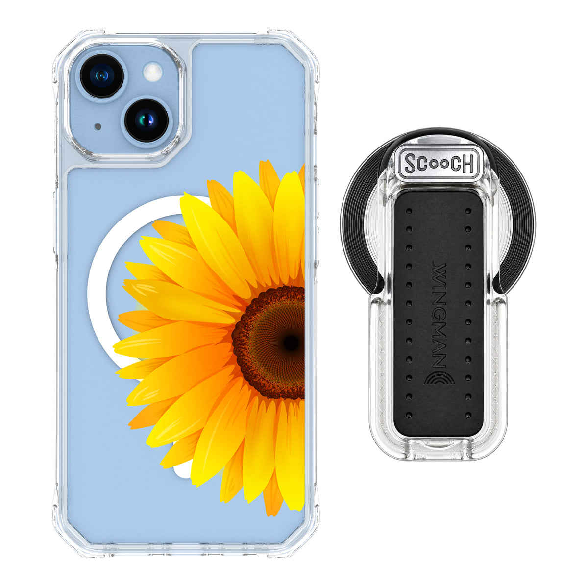 MagCase Sunflower for iPhone 14 with Clear Wingback for MagSafe