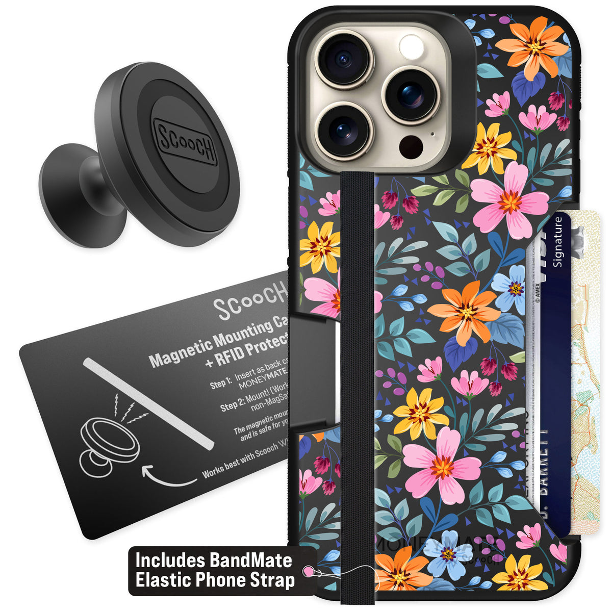 Scooch Moneymate Full Bloom for iPhone 15 Pro Max — Starter Bundle