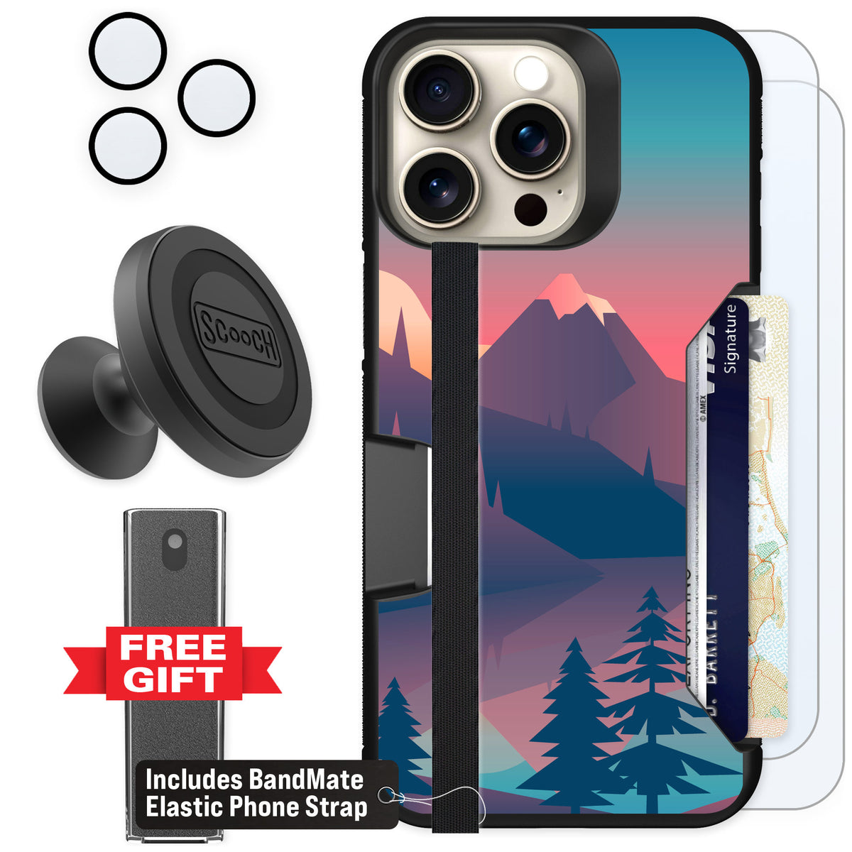 Scooch Moneymate Mountain Range for iPhone 15 Pro Max — Defender Bundle