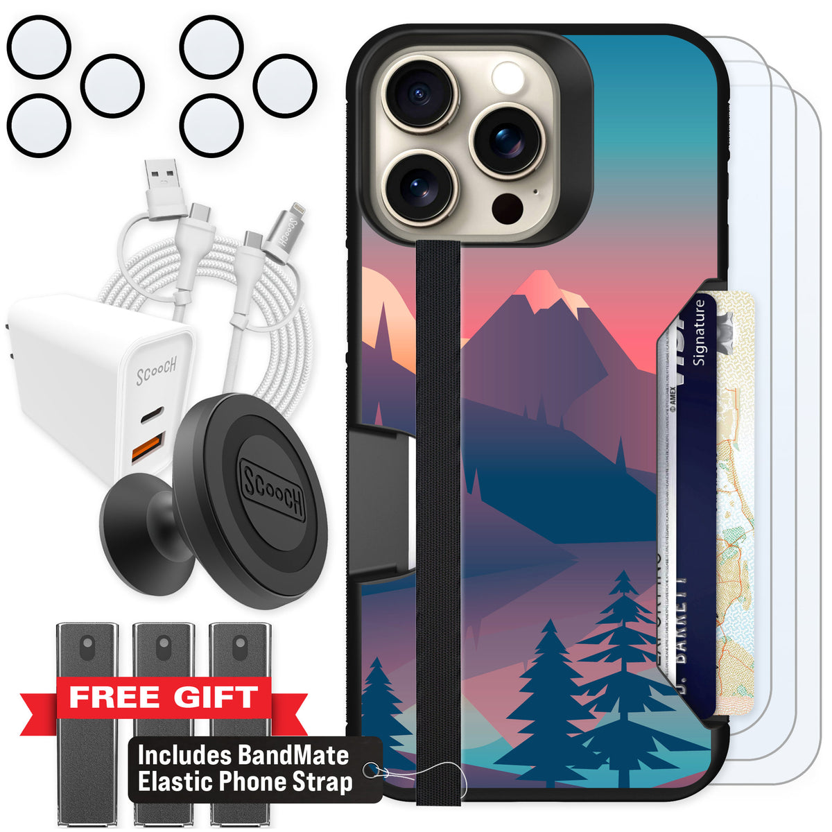 Scooch Moneymate Mountain Range for iPhone 15 Pro Max — Ultimate Bundle