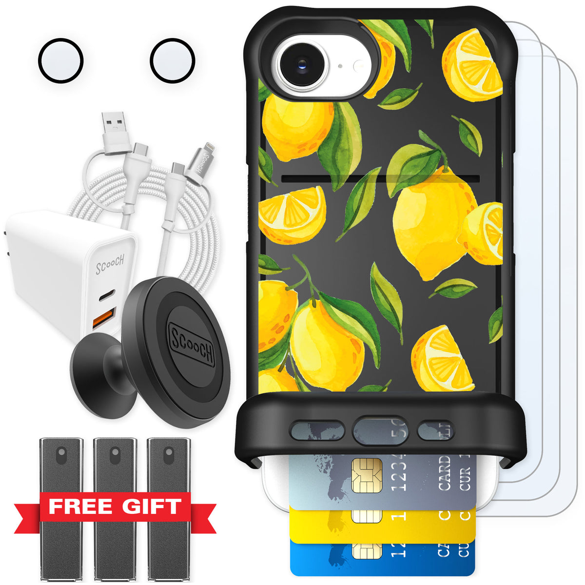 Scooch Wingmate Amalfi Lemons for iPhone 16e — Ultimate Bundle