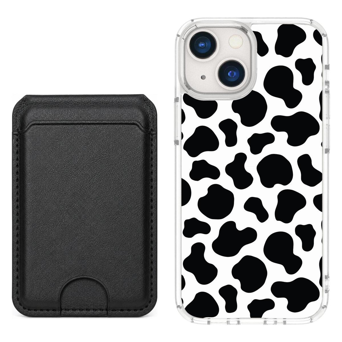 Scooch MagCase Cow Print for iPhone 13 mini — Black MagWallet Bundle
