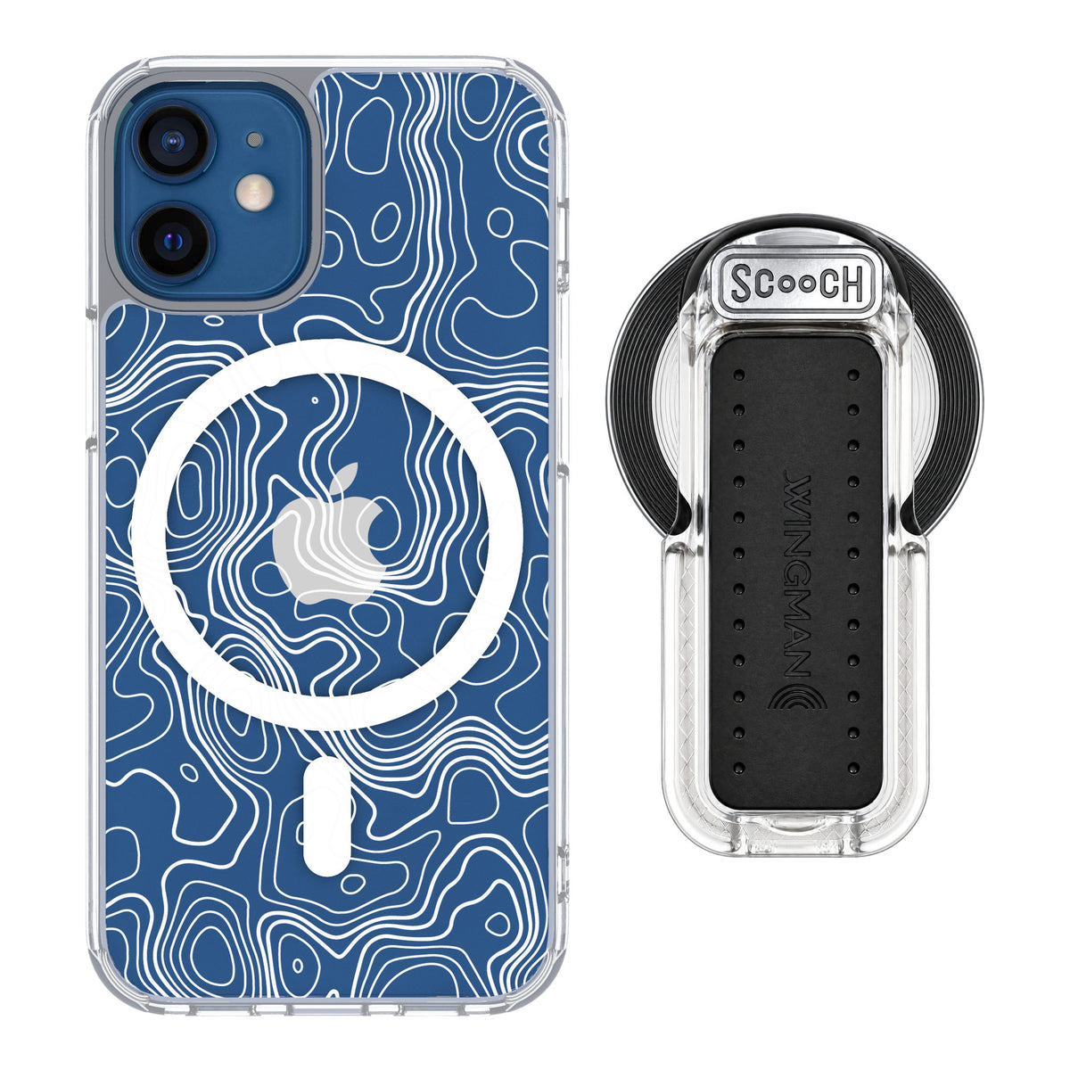 Scooch MagCase Topography for iPhone 12 mini — MagSafe Wingback Bundle - Clear