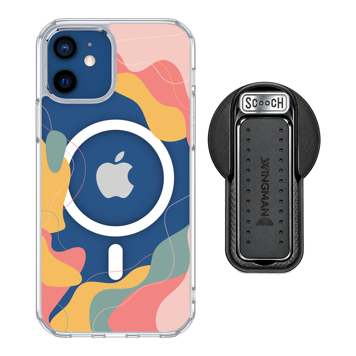 Scooch MagCase Abstract Pastel for iPhone 12 — MagSafe Wingback Bundle - Black