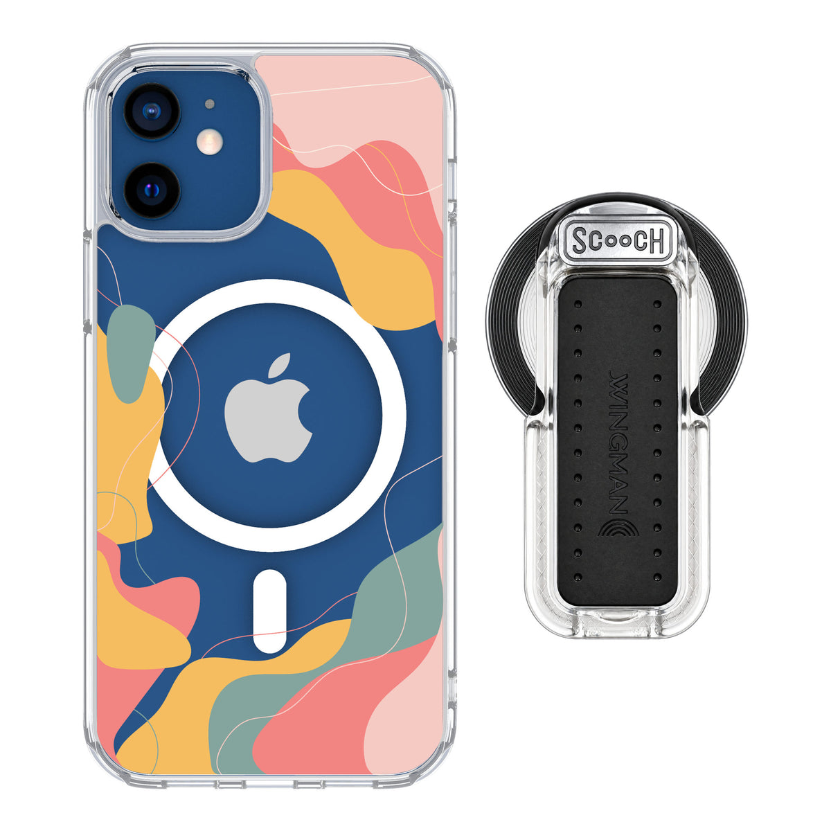Scooch MagCase Abstract Pastel for iPhone 12 — MagSafe Wingback Bundle - Clear