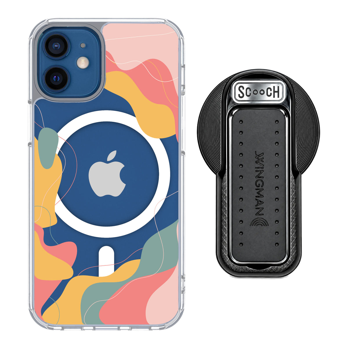 Scooch MagCase Abstract Pastel for iPhone 12 mini — MagSafe Wingback Bundle - Black