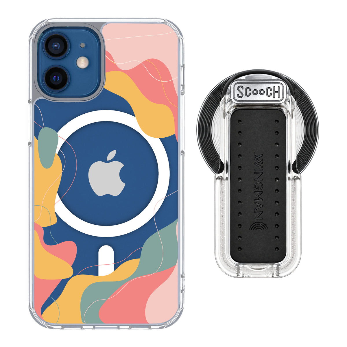 Scooch MagCase Abstract Pastel for iPhone 12 mini — MagSafe Wingback Bundle - Clear