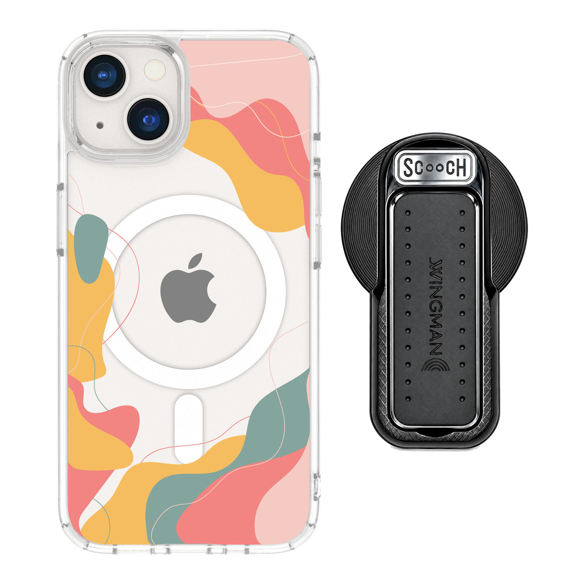 Scooch MagCase Abstract Pastel for iPhone 13 — MagSafe Wingback Bundle - Black