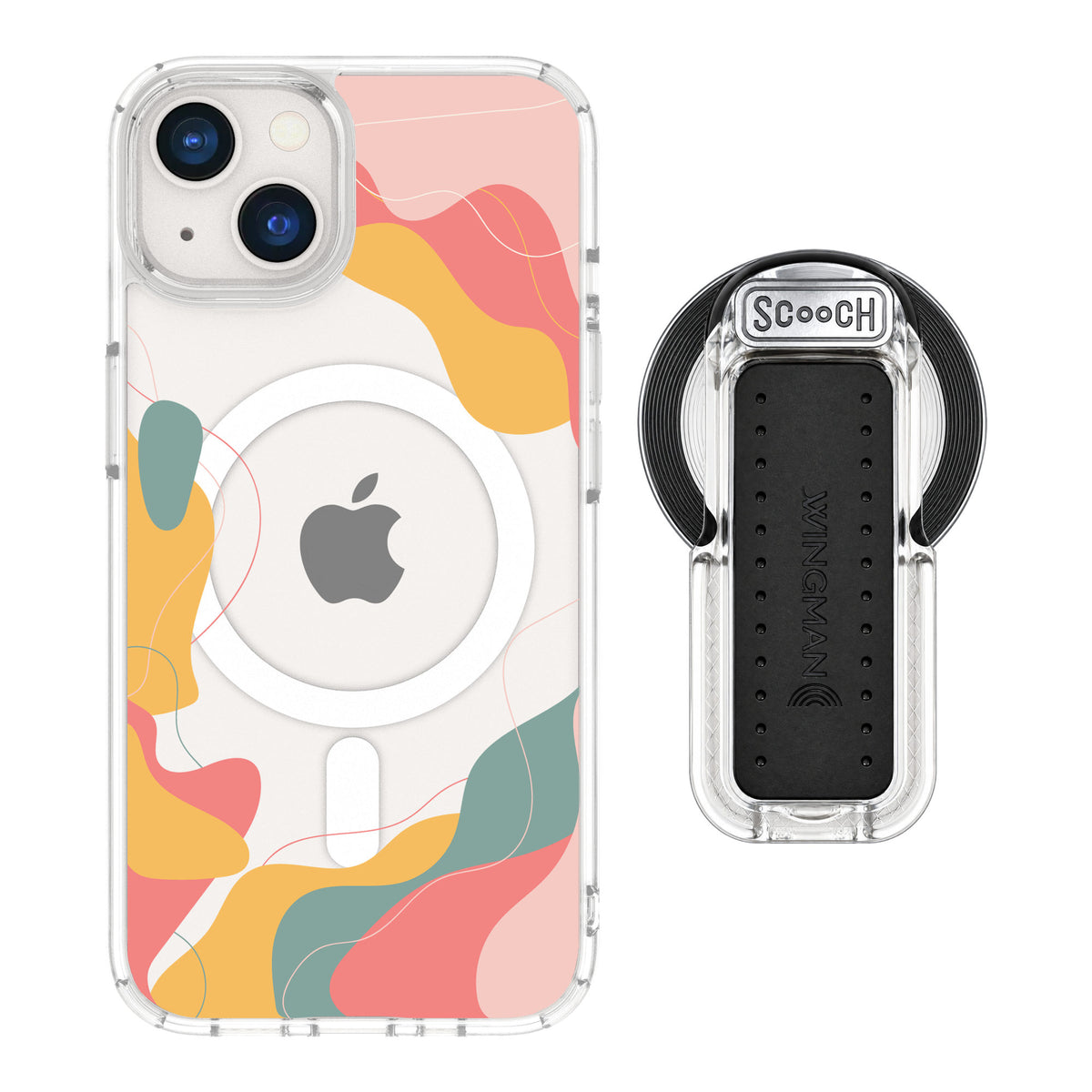 Scooch MagCase Abstract Pastel for iPhone 13 — MagSafe Wingback Bundle - Clear