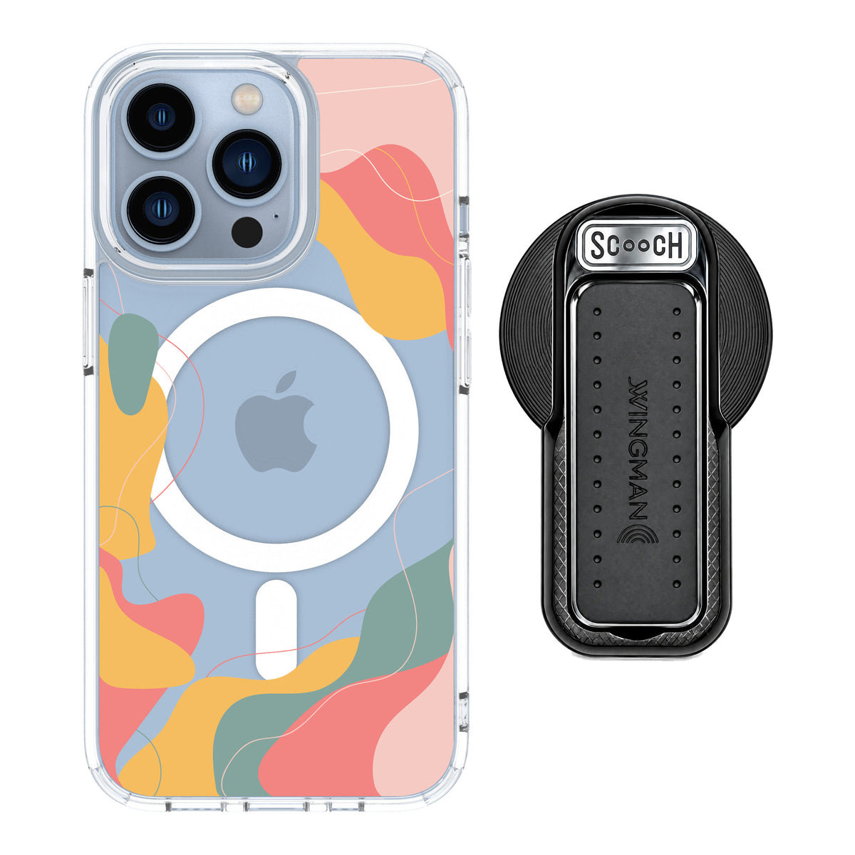Scooch MagCase Abstract Pastel for iPhone 13 Pro — MagSafe Wingback Bundle - Black