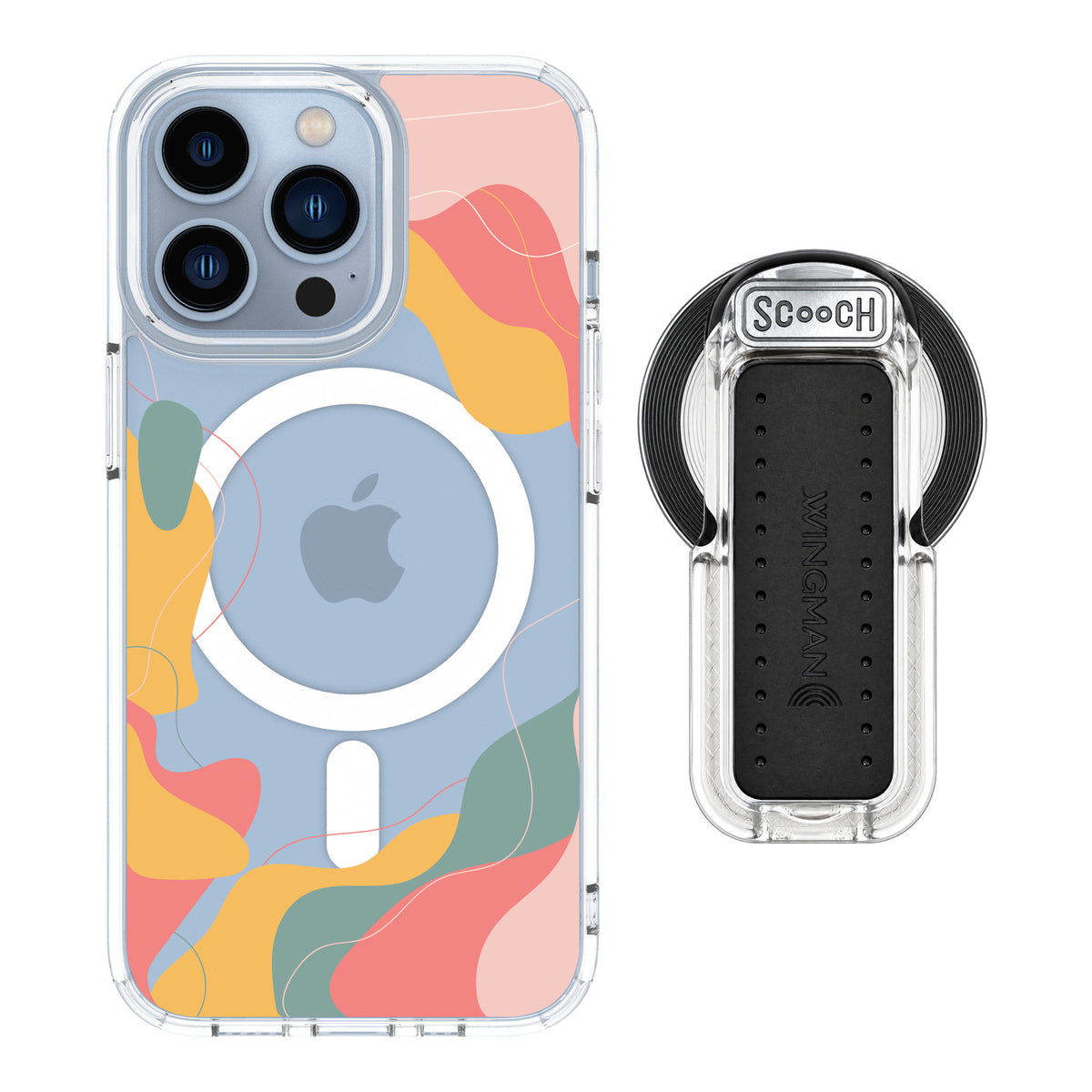 Scooch MagCase Abstract Pastel for iPhone 13 Pro — MagSafe Wingback Bundle - Clear