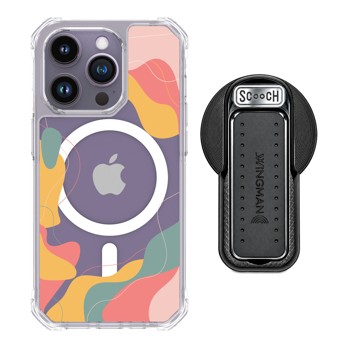 Scooch MagCase Abstract Pastel for iPhone 14 Pro — MagSafe Wingback Bundle - Black