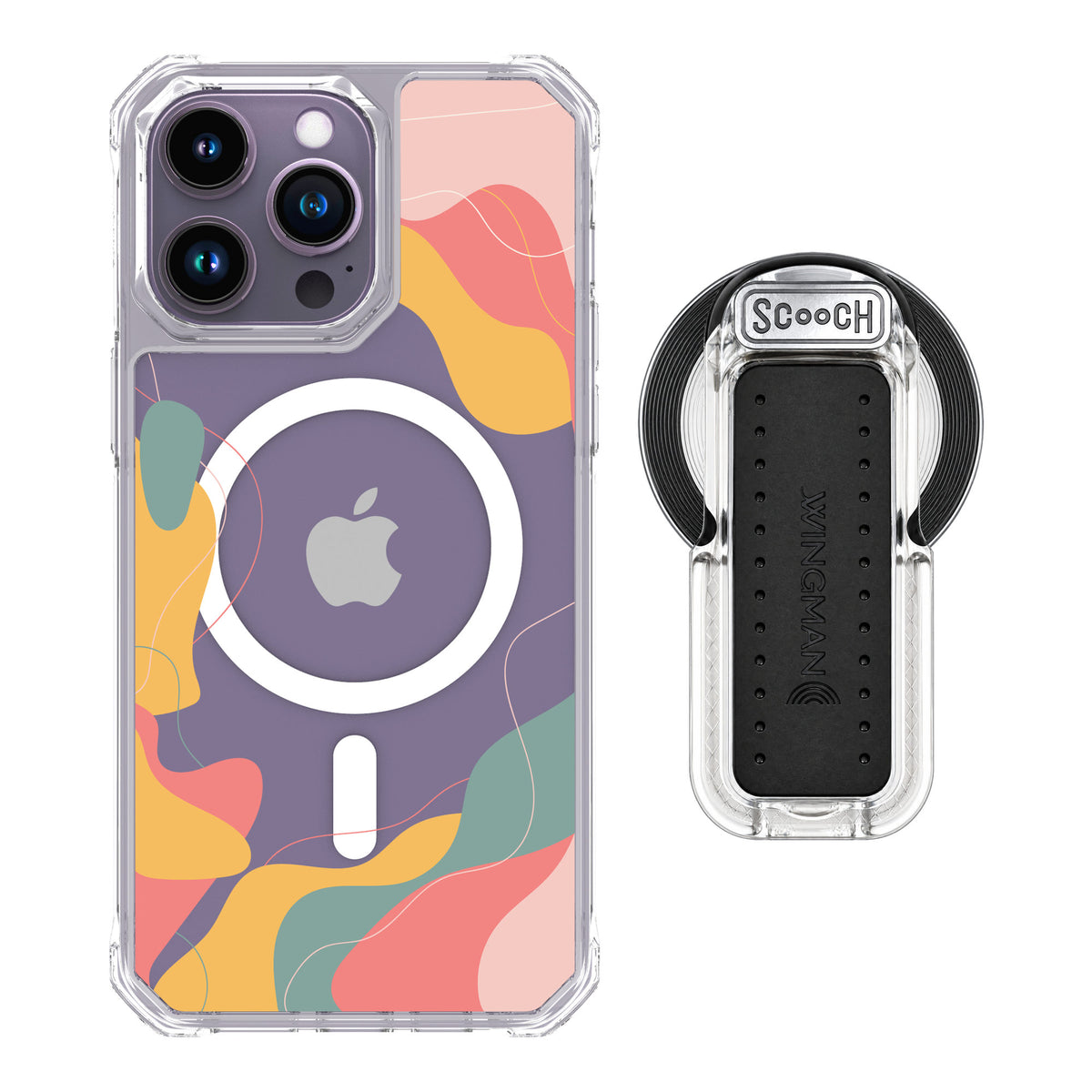 Scooch MagCase Abstract Pastel for iPhone 14 Pro Max — MagSafe Wingback Bundle - Clear