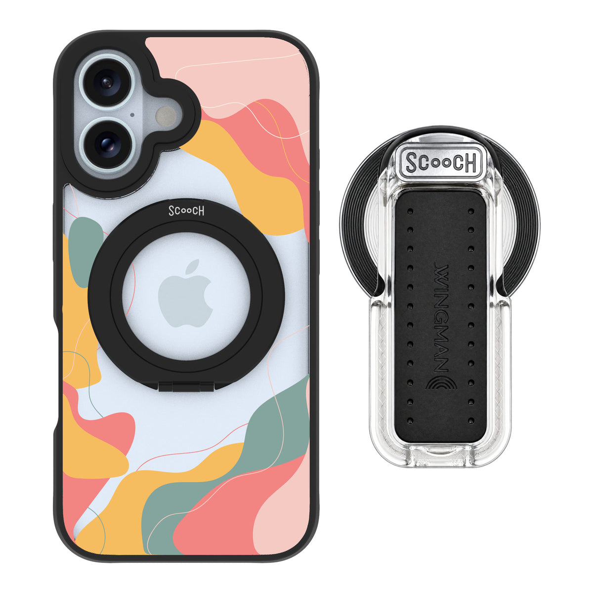 Scooch MagCase Abstract Pastel for iPhone 16 — MagSafe Wingback Bundle - Clear
