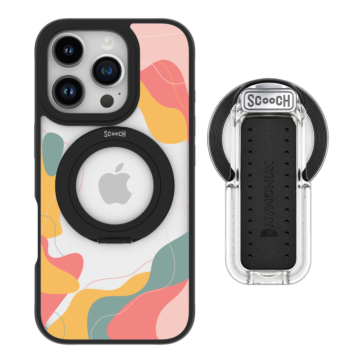 Scooch MagCase Abstract Pastel for iPhone 16 Pro — MagSafe Wingback Bundle - Clear