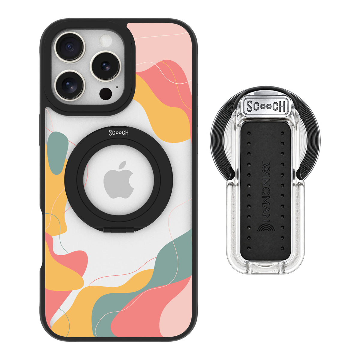 Scooch MagCase Abstract Pastel for iPhone 16 Pro Max — MagSafe Wingback Bundle - Clear