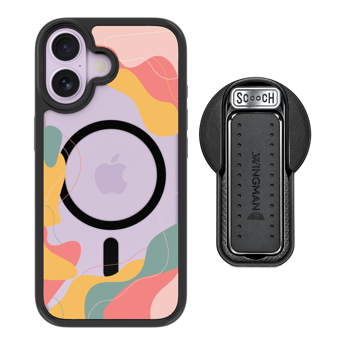 Scooch MagCase Abstract Pastel for iPhone 17 — MagSafe Wingback Bundle - Black