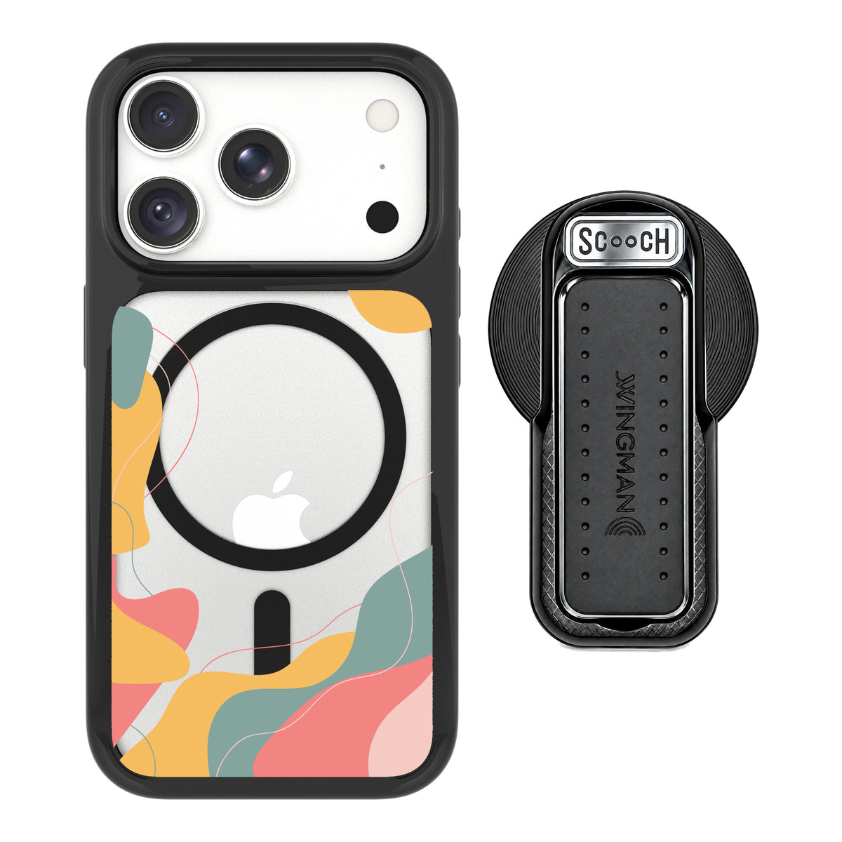 Scooch MagCase Abstract Pastel for iPhone 17 Pro Max — MagSafe Wingback Bundle - Black