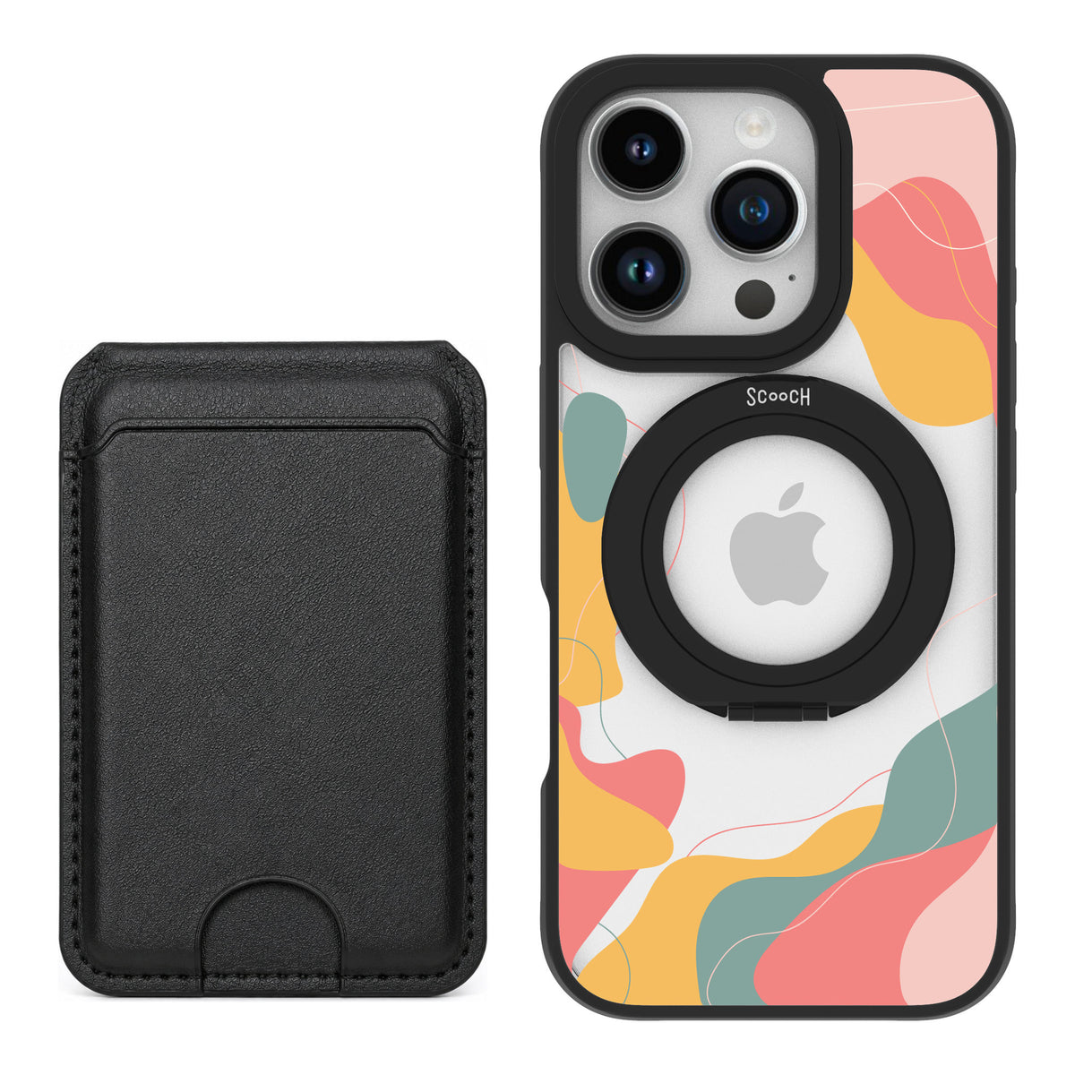Scooch MagCase Abstract Pastel for iPhone 16 Pro — Black MagWallet Bundle