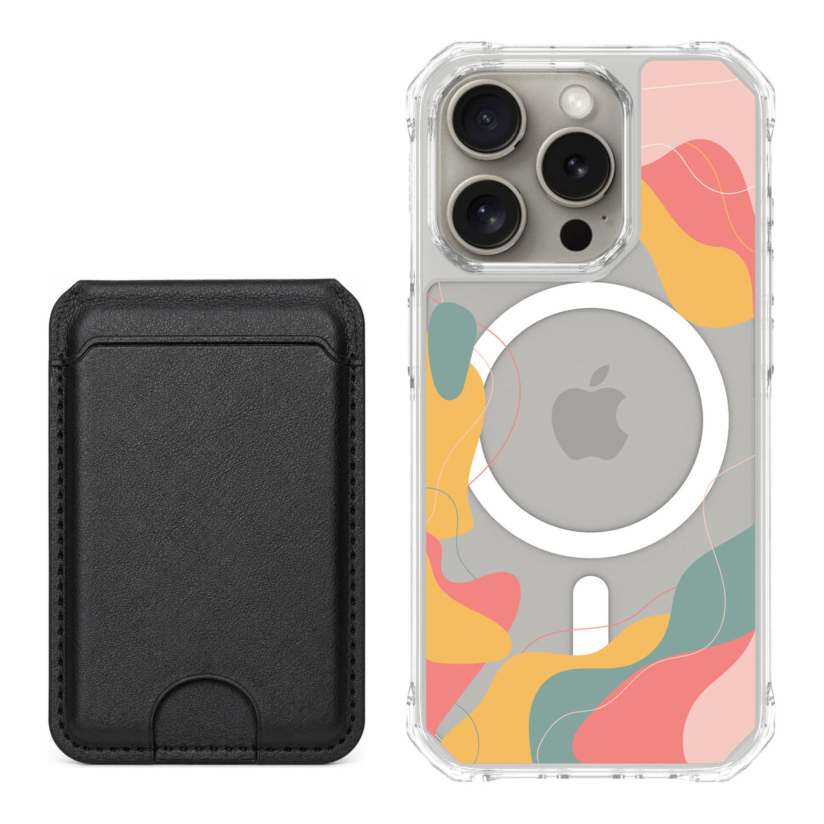 Scooch MagCase Abstract Pastel for iPhone 15 Pro — Black MagWallet Bundle