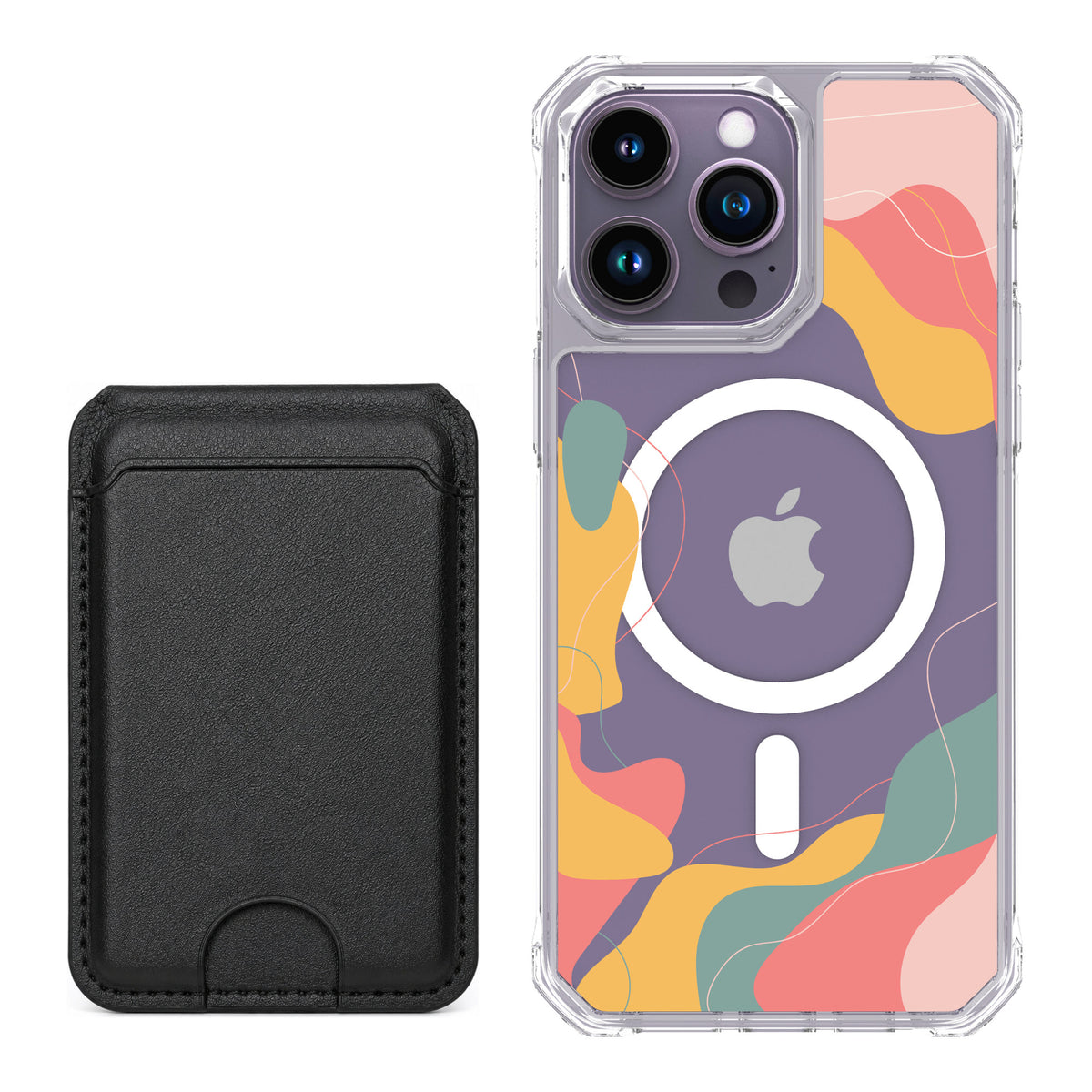 Scooch MagCase Abstract Pastel for iPhone 14 Pro Max — Black MagWallet Bundle