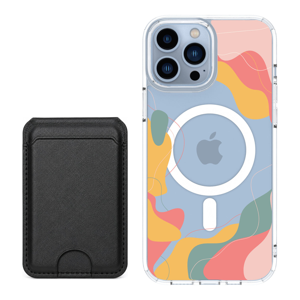Scooch MagCase Abstract Pastel for iPhone 13 Pro Max — Black MagWallet Bundle