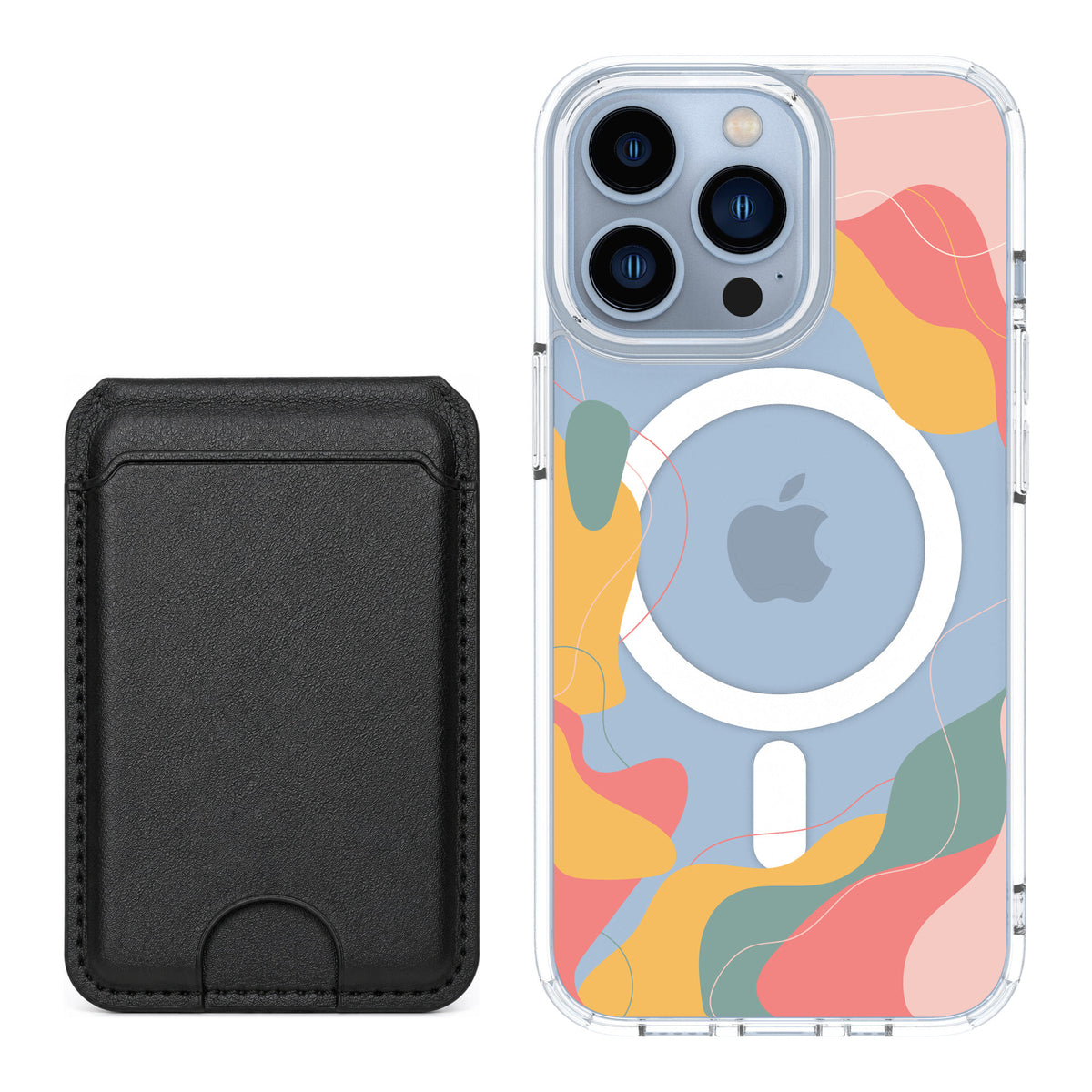 Scooch MagCase Abstract Pastel for iPhone 13 Pro — Black MagWallet Bundle