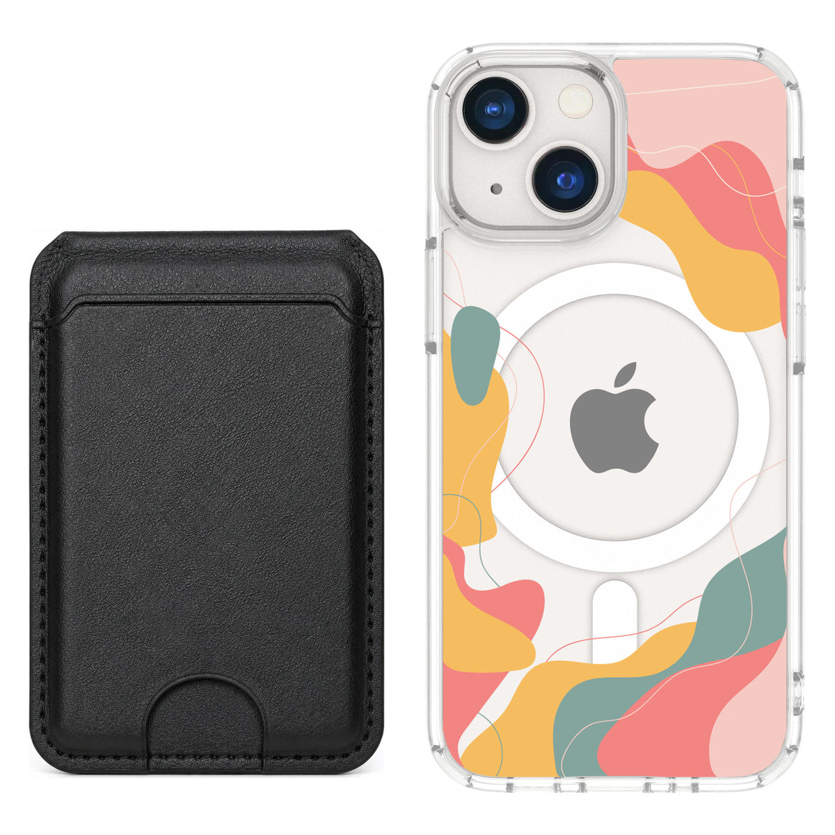 Scooch MagCase Abstract Pastel for iPhone 13 mini — Black MagWallet Bundle