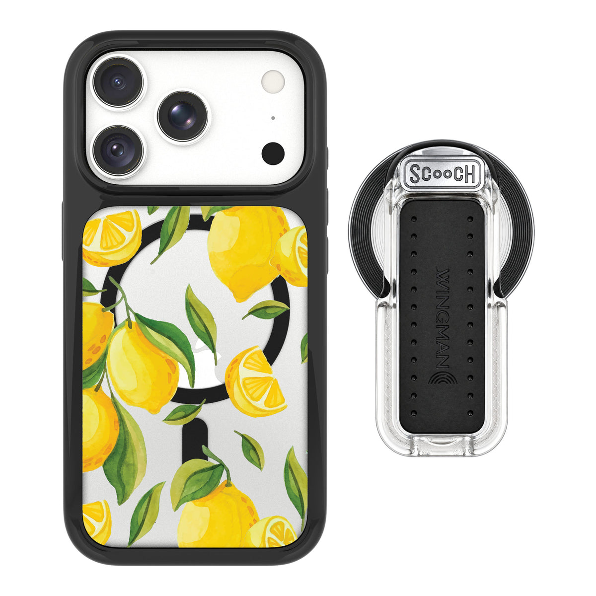 Scooch MagCase Amalfi Lemons for iPhone 18 Pro — MagSafe Wingback Bundle - Clear