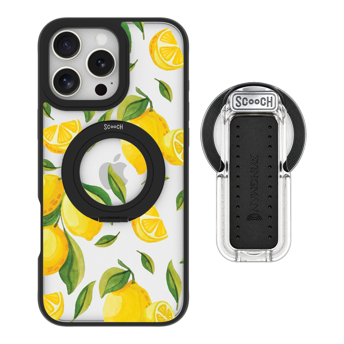 Scooch MagCase Amalfi Lemons for iPhone 16 Pro Max — MagSafe Wingback Bundle - Clear