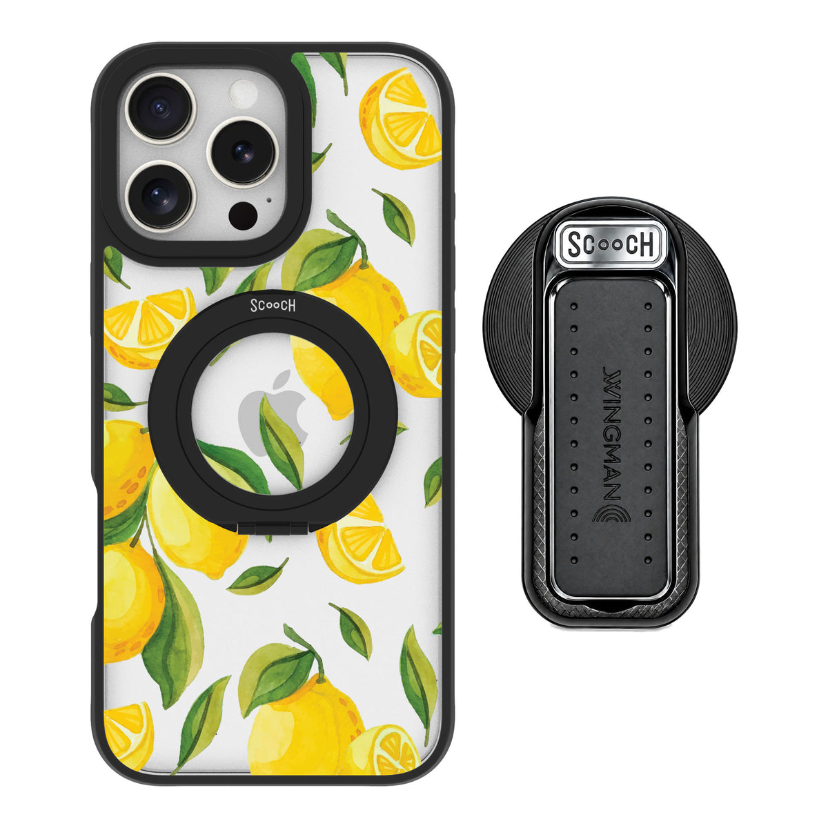Scooch MagCase Amalfi Lemons for iPhone 16 Pro Max — MagSafe Wingback Bundle - Black