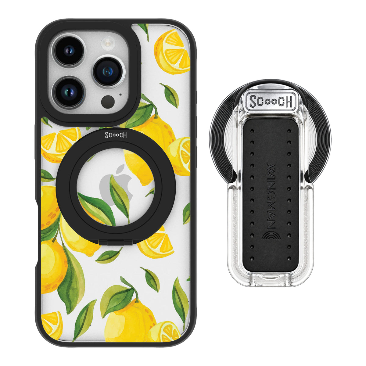 Scooch MagCase Amalfi Lemons for iPhone 16 Pro — MagSafe Wingback Bundle - Clear