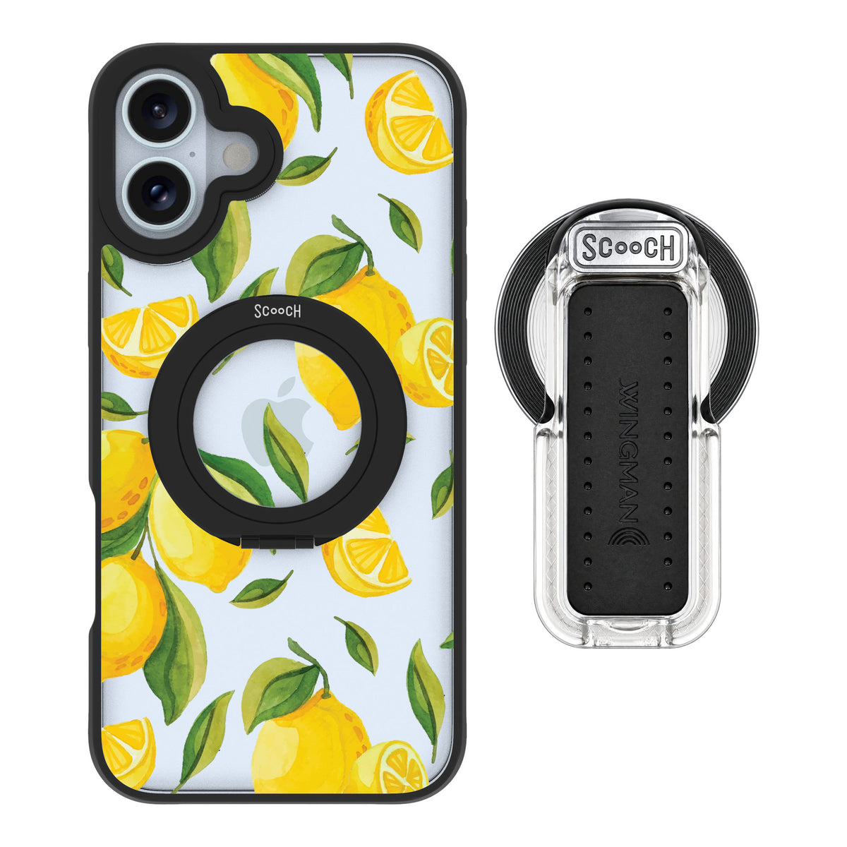 Scooch MagCase Amalfi Lemons for iPhone 16 Plus — MagSafe Wingback Bundle - Clear