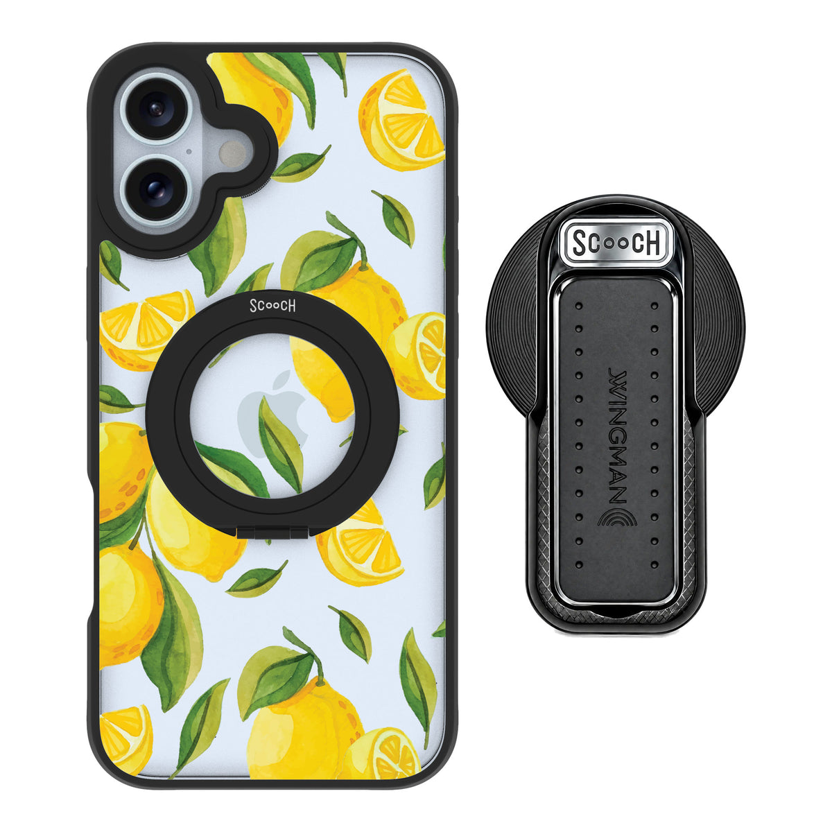 Scooch MagCase Amalfi Lemons for iPhone 16 Plus — MagSafe Wingback Bundle - Black