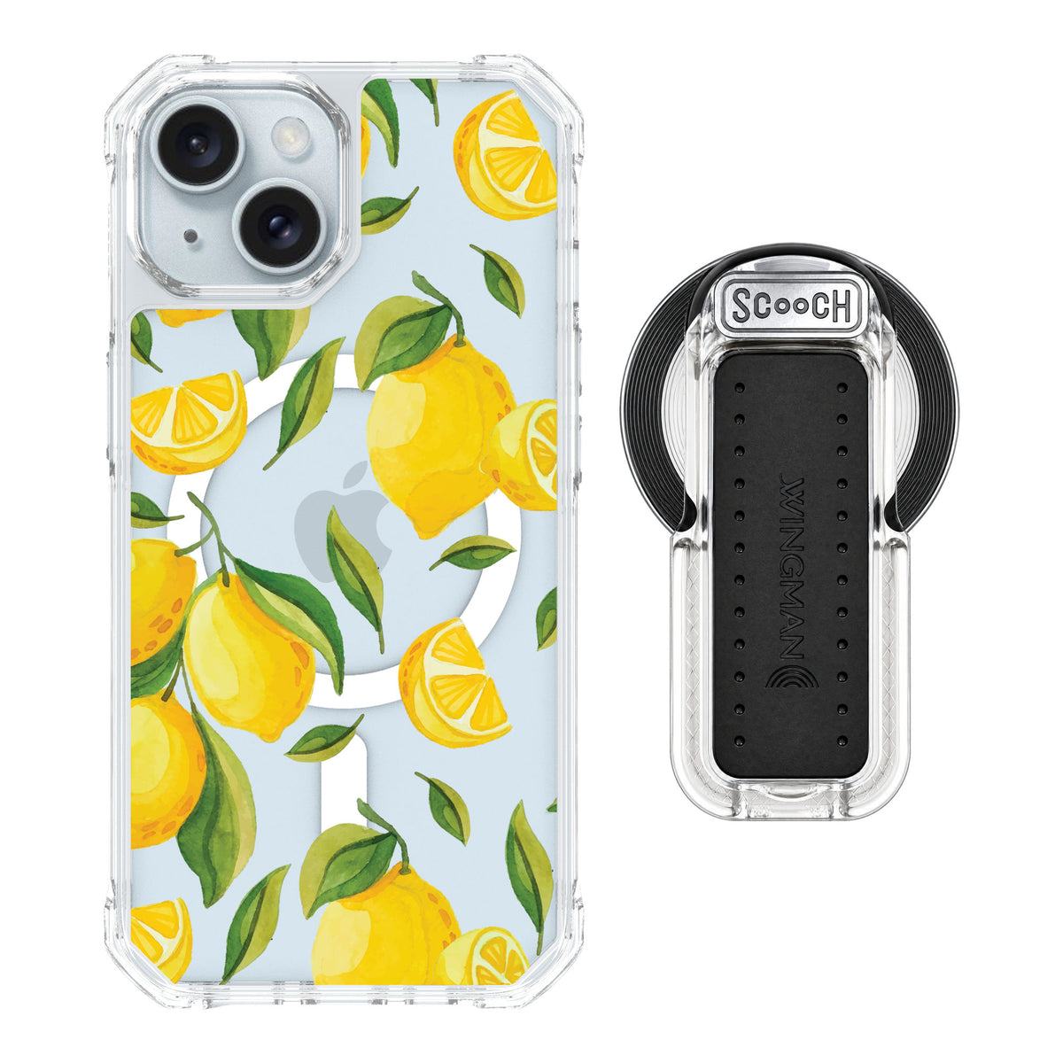 Scooch MagCase Amalfi Lemons for iPhone 15 — MagSafe Wingback Bundle - Clear