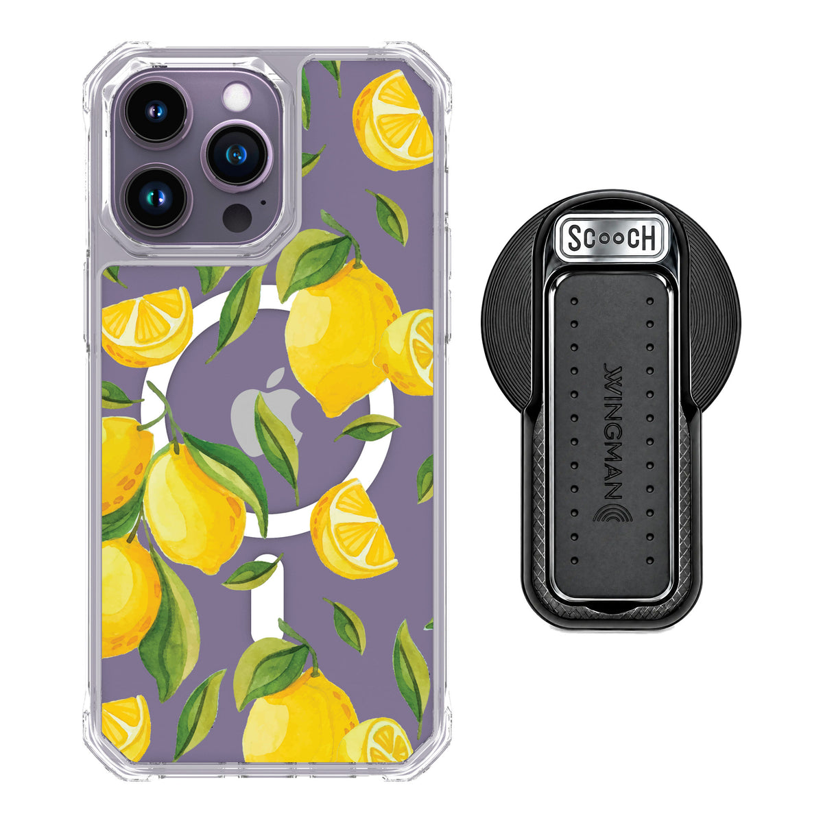Scooch MagCase Amalfi Lemons for iPhone 14 Pro Max — MagSafe Wingback Bundle - Black