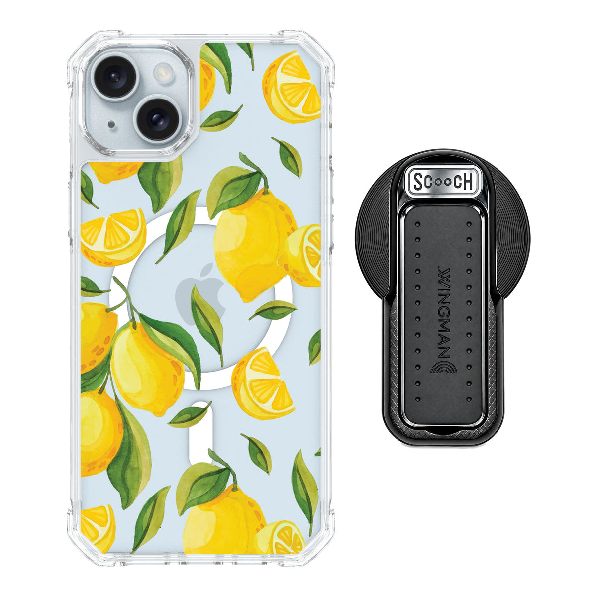 Scooch MagCase Amalfi Lemons for iPhone 14 Plus — MagSafe Wingback Bundle - Black